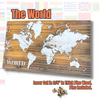 World Map - Pushpin Map on Wood